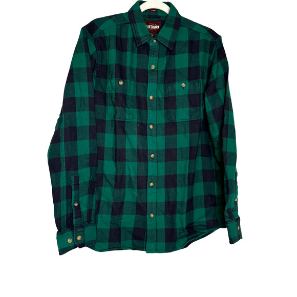 Alesbury Fireside Brushed Flannel Shirt Green Navy Check NWT Men Size Medium - Picture 2 of 8